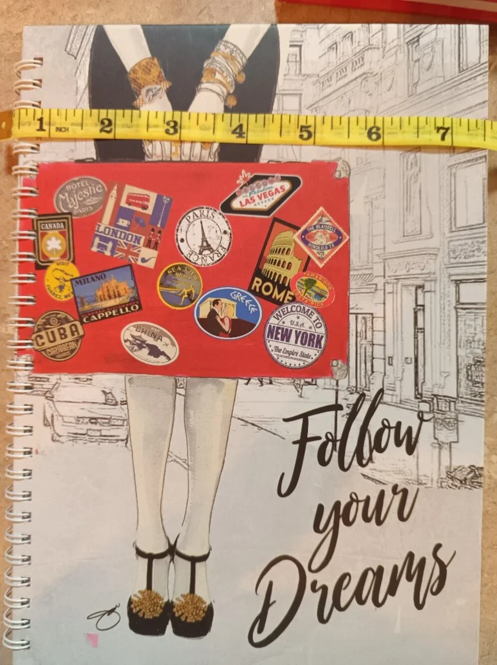 Red Travel Sticker Suitcase Journal 